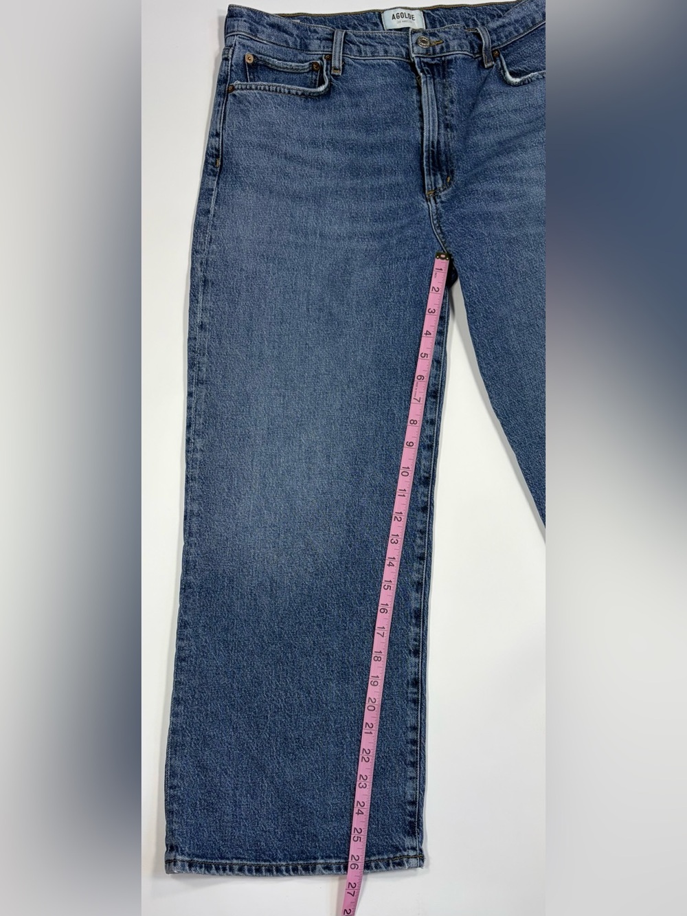 AGOLDE Harper Crop Jeans Size 31 High Rise Wide Leg Crop Medium Wash Denim - Picture 11 of 12